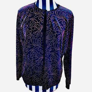 Notations Velvet Top Whimsigoth Black Pink Rhinestone Inner Faux Tank Sz large